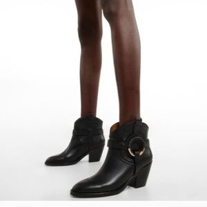 See by Chloé Women's Hanna High Heel Western Black Booties